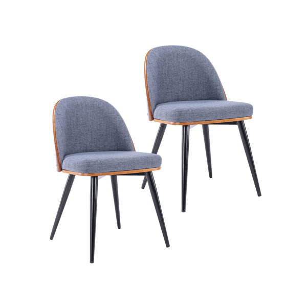 Isabelline Azur Fabric Upholstered Dining Chair with Steel Legs